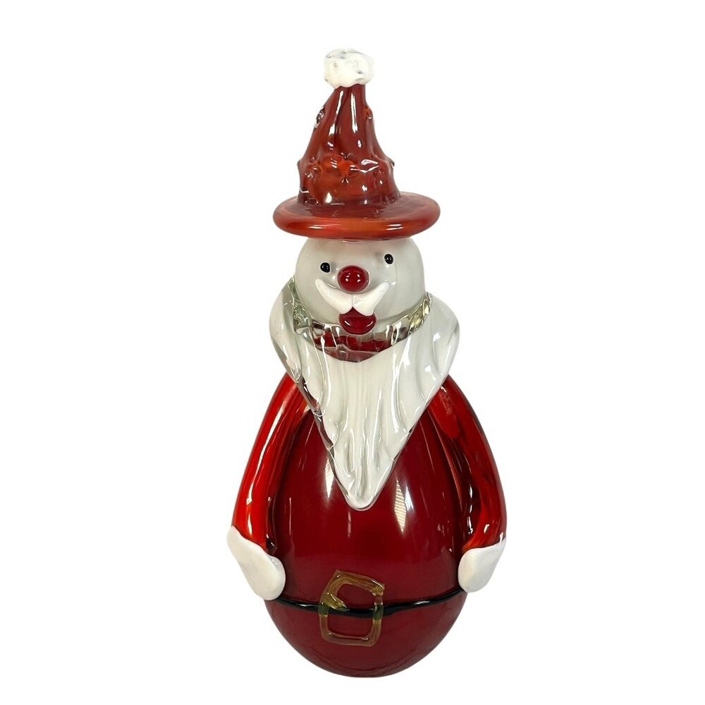 vtg 70's  Art Glass Clown Santa made in Italy 13'' heavy glass‎